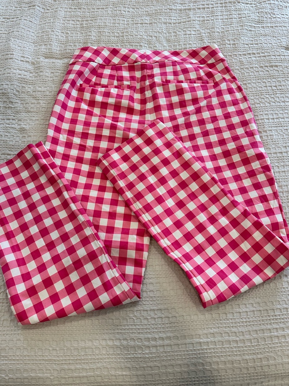 Boden Women’s Bright Pink Gingham Checkered Trouser Mid Rise Ankle Pants Size 6 - Picture 8 of 13